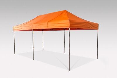 6x3m Faltpavillon der V2A-Edelstahl-Serie mit orangem Top