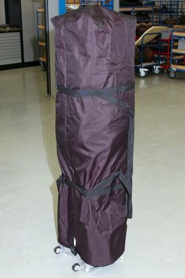 komplettes QUICKUPTENT ALU-HEXAGON-Faltzelt: Rahmen mit Dach und Transportrollen in Transporttasche